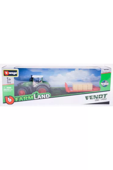 Bburago model tractor with trailer fendt 1050 with bale 10cm