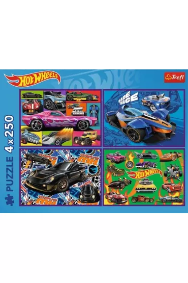 Puzzle 4x250 Wycigowe auta TREFL