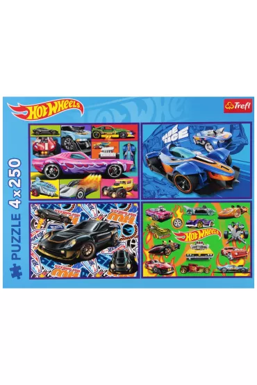 Puzzle 4x250 Wycigowe auta TREFL