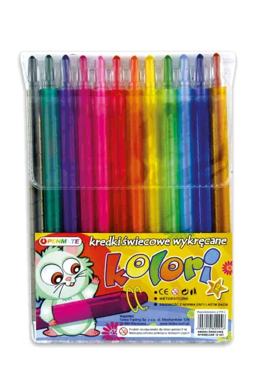 Penmate Kredki �wiecowe wykr�cane 12 kolor�w