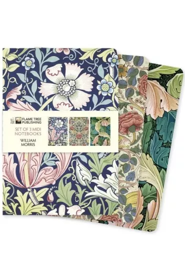 Flame Tree Zestaw 3 notatnik�w MIDI William Morris Li�cie i..