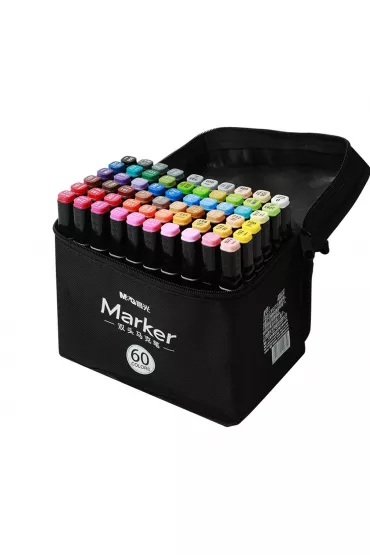 M&G Marker artystyczny alkoholowy, dwustronny, 3,2 mm; 6,2 mm, zestaw 60 kolor�w 60 szt.