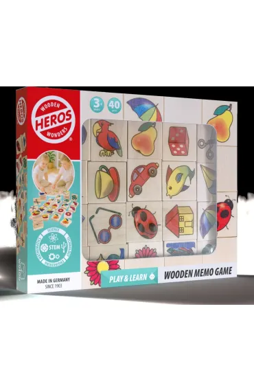 Heros Drewniana gra memory obrazkowe 40el