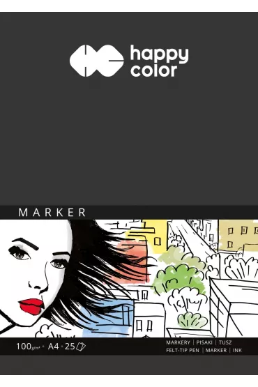 Happy Color Blok do marker�w ART, bia�y, A4, 100g, 25 arkuszy 100 g 25 kartek