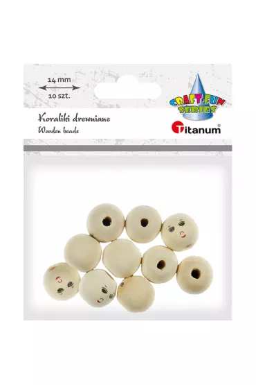 Hasta Koraliki drewniane okr�g�e z twarz� 10 szt.