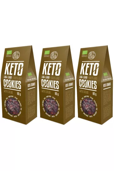 Diet-Food Ciasteczka keto z kakao Zestaw 3 x 80 g Bio