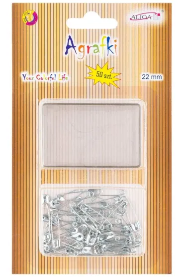 Aliga Agrafki srebrne 22mm 50 szt
