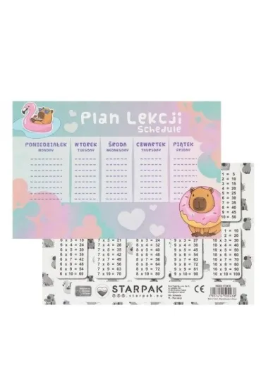 Starpak Plan Lekcji Tabliczka Mno�enia A5 Kapibara 25 szt.