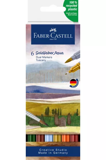 Faber-Castell Pisak akwarelowy goldfaber aqua dwustronny zestaw tuscany 6 szt.