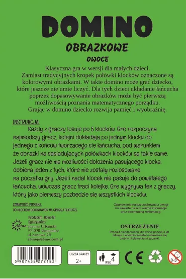 Domino obrazkowe. Owoce Abino