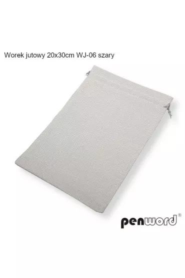 Penword Woreczek jutowy szary 30x20cm