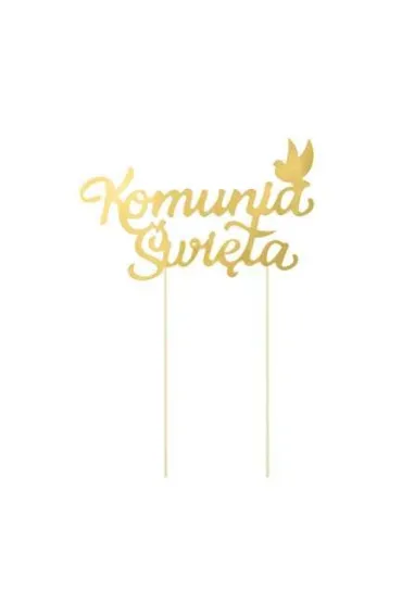 Topper na tort Pierwsza Komunia �wi�ta, z�oty ok.21cm