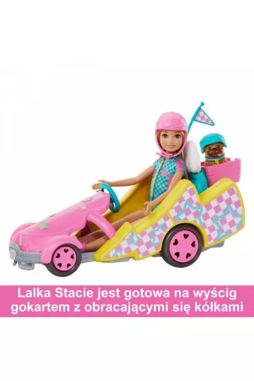 Barbie. Gokart Stacie pojazd filmowy i lalka HRM08 Mattel