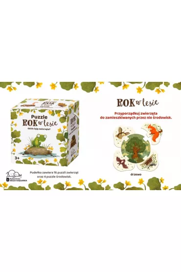 Puzzle 20 el. Rok w lesie. Gdzie �yj� zwierz�ta? Nasza Ksi�garnia - Emilia Dziubak