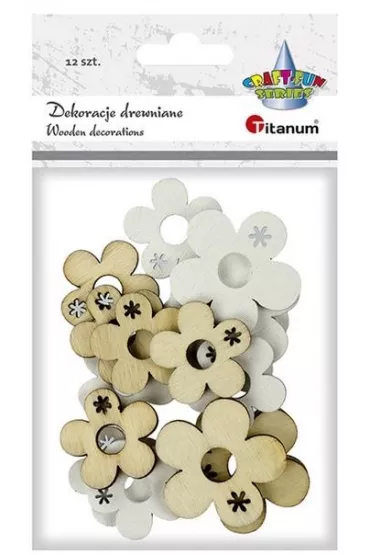 Titanum Drewniane kwiatki naturalny bia�y 23 mm. 30 mm