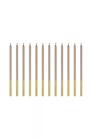 PartyDeco �wieczki urodzinowe r�owe z�oto 14cm