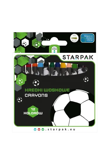 Kredki woskowe 12 kolor�w Football STARPAK 553555