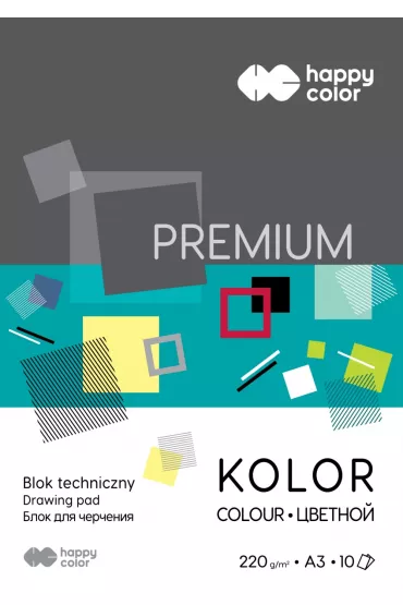 Happy Color Blok techniczny PREMIUM, kolorowy, A3, 220g, 10 arkuszy 10 kartek