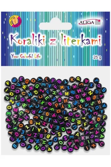 Aliga Koraliki plastikowe z literkami 7 x 4mm PJA-0323 25 g