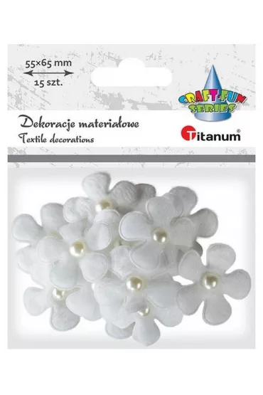 Titanum Ozdoba materia�owa kwiaty 3D z pere�k� 15 szt.
