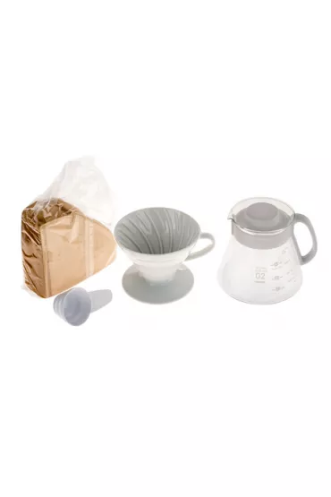 Hario Zestaw V60 Dripper & Pot White drip + serwer + filtry 600 ml