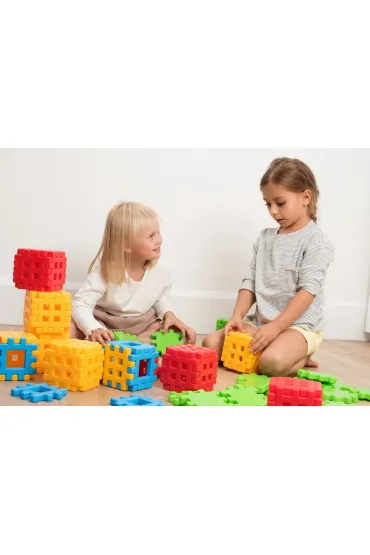 Klocki konstrukcyjne dla najm�odszych Klocki konstrukcyjne Waffle 100 element�w mix MARIOINEX 900208