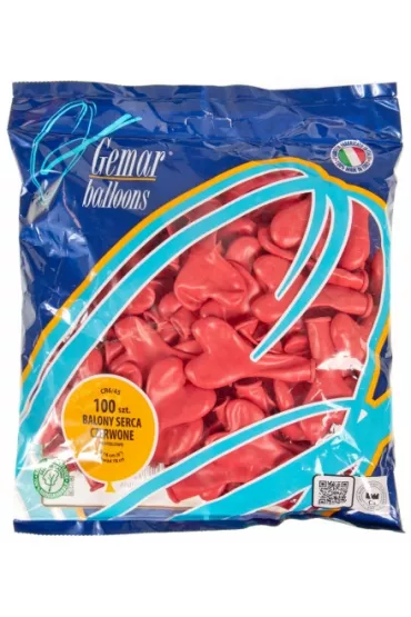 Godan Balony serca czerwone 100 szt.
