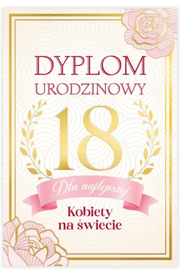 Karnet B6 18 Urodziny damskie, dyplom dla najfajniejszej kobiety na �wiecie