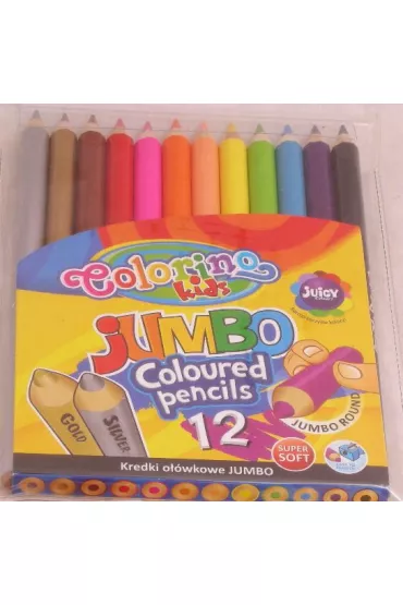 Patio Kredki o��wkowe okr�g�e Jumbo Colorino Kids + temper�wka 12 szt.