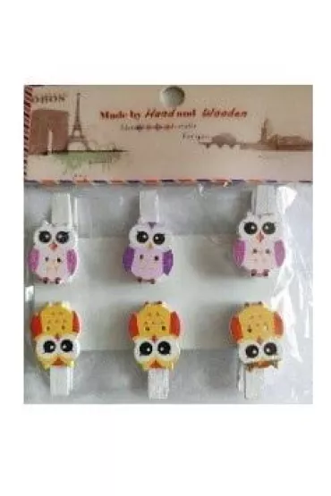 Galeria Hobby Klamerki ozdobne sowy 6 szt.