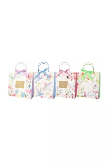 incood. Torba prezentowa 34x34 z kokard� ptaki pastelowe