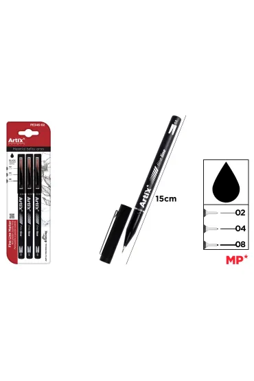 Mp Main Paper Marker precyzyjny kaligraficzny czarny 3 szt.