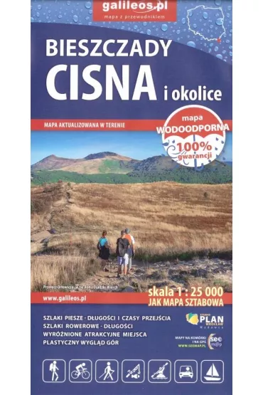 Mapa turystyczna wodoodporna Bieszczady, Cisna i okolice 1:25 000 - Red Grzegorz  Zwoli�ski