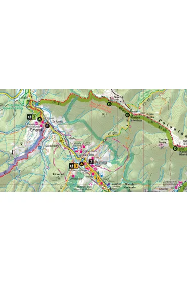 Bieszczady. Laminowana mapa i przewodnik 2w1