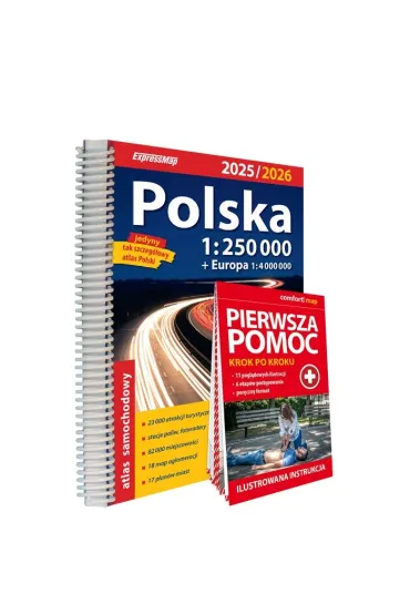 Polska Atlas Samochodowy 1:250 000 + Pierwsza Pomoc 2025/2026