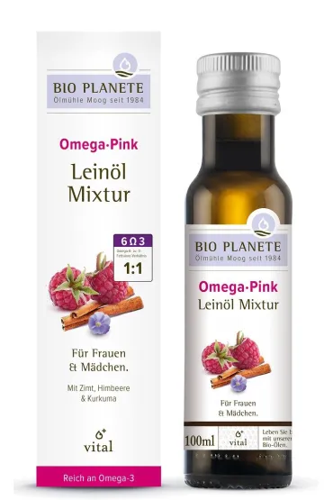 Bio Planete Omega pink - mieszanka z olejem lnianym (malina, cynamon, kurkuma) 100 ml Bio