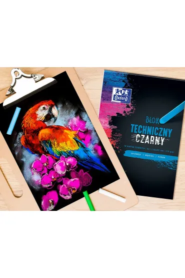 Blok techniczny Oxford A4 czarny 210g 10 kartek