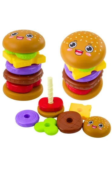 Uk�adanka piramida hamburger 7el LeanToys