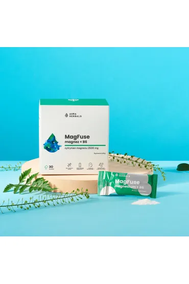 Aura Herbals MagFuse: magnez + B6 suplement diety 30 x 2.58 g GRATIS