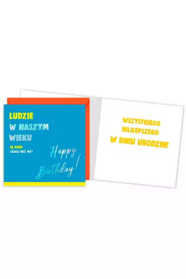 Kukartka Karnet kwadrat Urodziny - ludzie w naszym wieku QR-007
