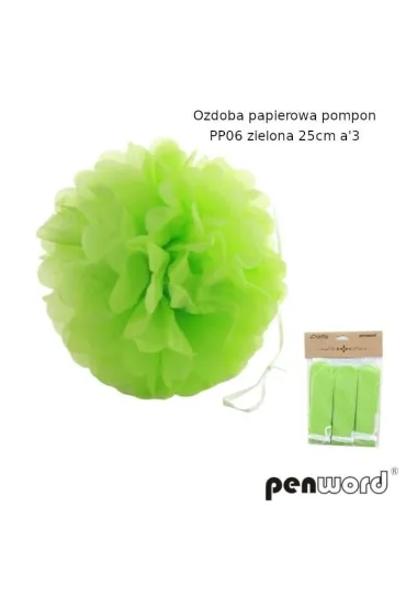 Penword Ozdoba papierowa pompon zielona 25cm