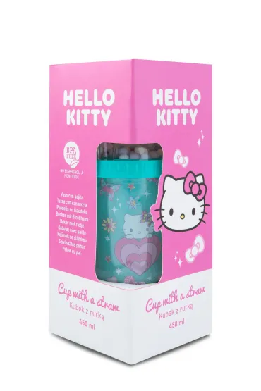 Patio Kubek z rurk� 450ml Hello Kitty Light Blue Pink