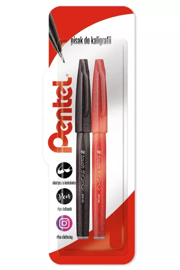 Pentel Pisak/p�dzelek do kaligrafii SES15 czarny, czerwony