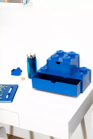 Szufladka na biurko klocek LEGO Brick 4 Niebieska