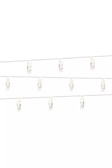 PartyDeco Lampki LED klamerki bezbarwne 1.4m