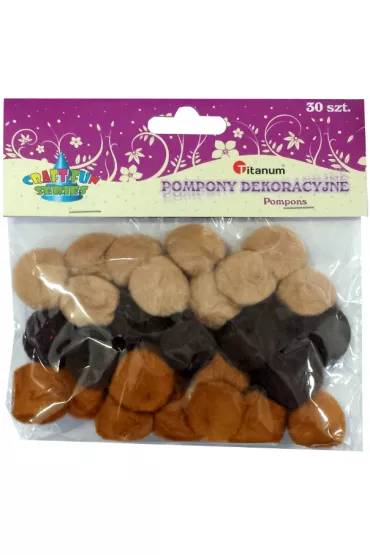 Titanum Pompony dekoracyjne br�zowe 30 szt.