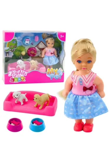 Laleczka z dwoma pieskami LeanToys