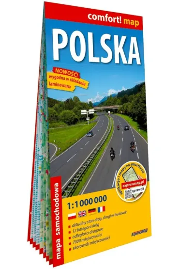 Polska laminowana mapa samochodowa 1:1 000 000
