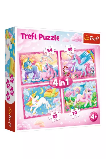 Puzzle 4w1 Magiczny �wiat jednoro�c�w Trefl