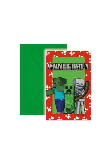 Procos Zaproszenia z kopertami Minecraft 6 szt.